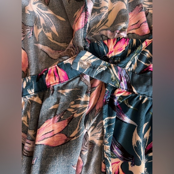 Xhilaration Floral Shoulder Off Dress, Size M Open , Tie One Button Summer Beach - Picture 13 of 16